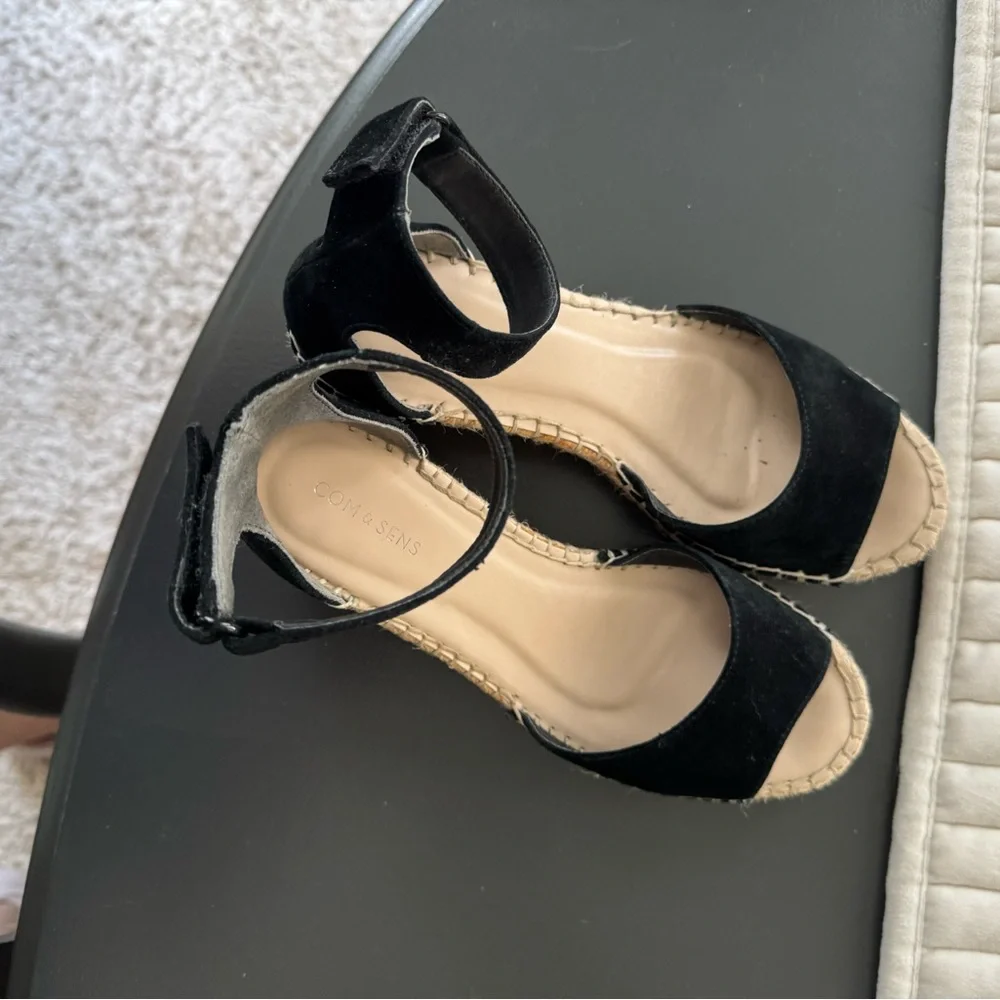 Black Espadrille Ankle-Strap Wedges - Women